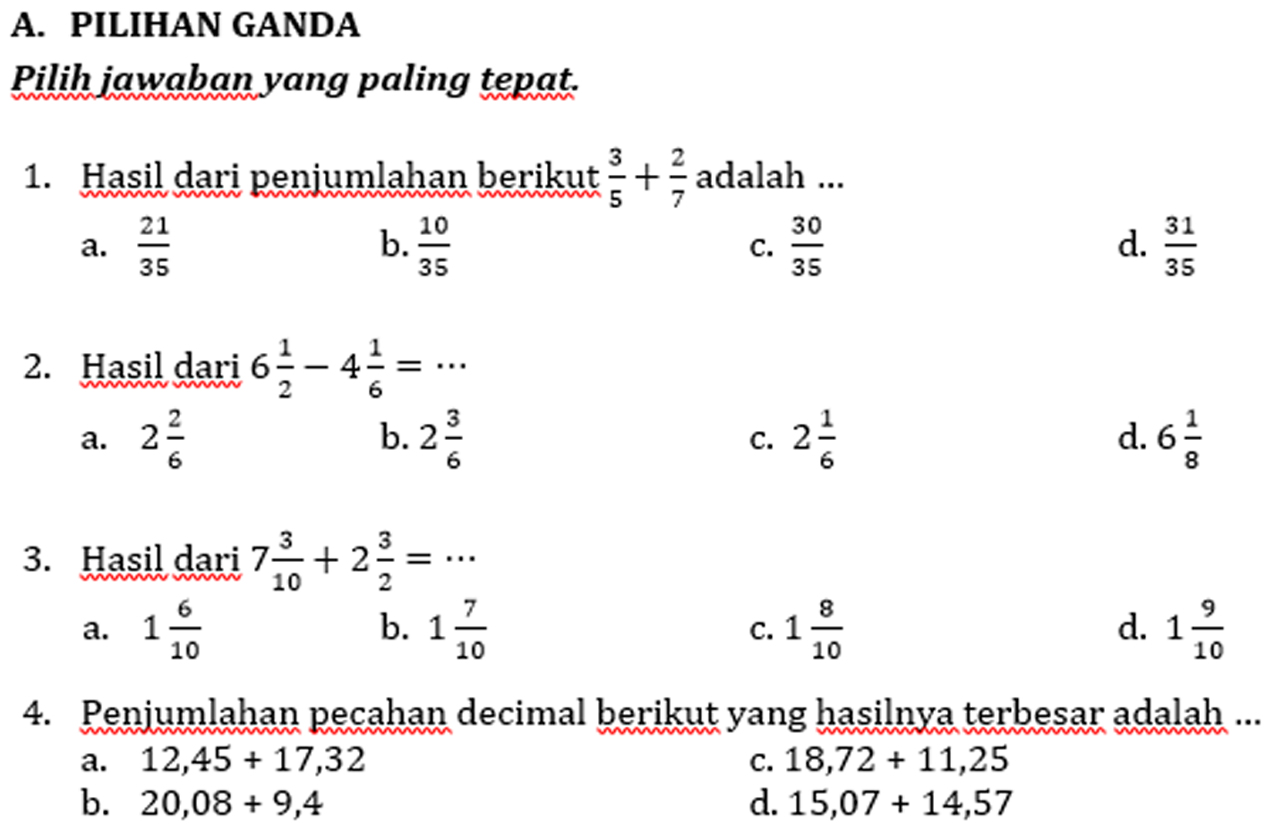 Contoh Soal Matematika Pecahan Desimal Dalchaebi Contoh Soal Matematika Pecahan Desimal Dalchaebi