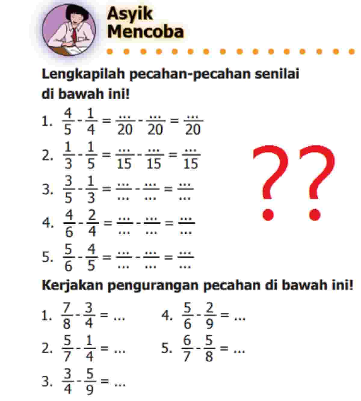 Matematika Kelas 5 Pecahan Campuran - Piffle me